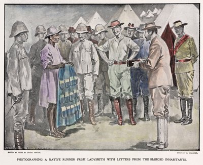 ボーア戦争でイギリス兵に手紙を届けるアフリカ人、1900年頃 作： Unbekannt