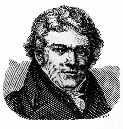 Aloys Senefelder (1771-1834), acteur et dramaturge allemand, inventeur de la lithographie et imprimeur - セネフェルダー、アロイス、リトグラフの発明者。イラストレーション／木版画：" The world in illustrations ", published by the authorDr. Chr. 作： Unbekannter Künstler