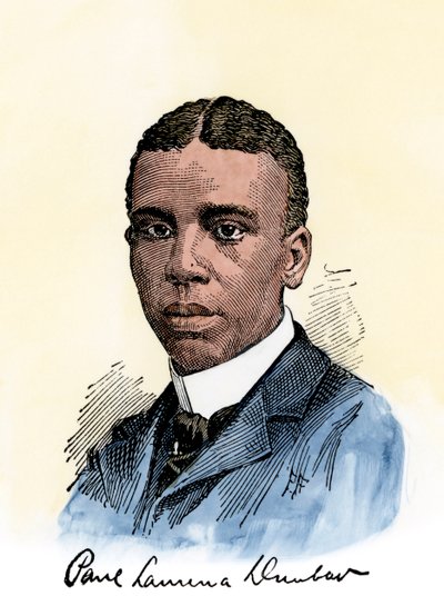 アメリカの詩人ポール・ローレンス・ダンバー（1872-1906）の直筆サイン。19世紀の挿絵の手彩色木版画 作： Unbekannter Künstler