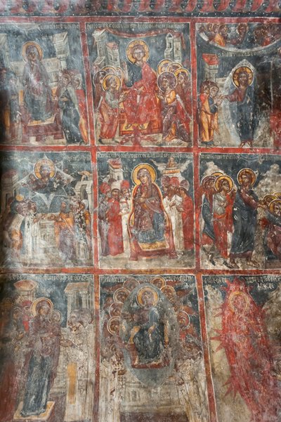 古代のフレスコ画、イエスの生涯を描いた壁画、パナギア・ソティラス教会、ギリシャ正教の教会、ルースティカ、クレタ島、ギリシャ、ヨーロッパ 作： Unbekannt