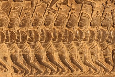 アンコール・ワットクルクシェトラの戦いのレリーフ彫刻の詳細 シェムリアップ・カンボジア 作： Unbekannt