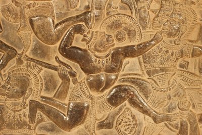 アンコール・ワットクルクシェトラの戦いのレリーフ彫刻の詳細 シェムリアップ・カンボジア 作： Unbekannt