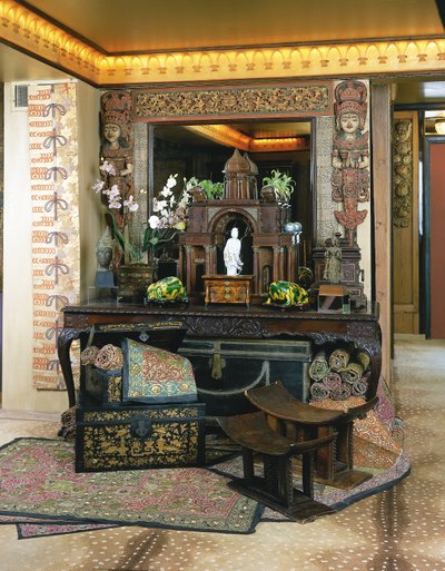 建築モデル（緑青金属を取り付けたバールウォールナット） 作： Unbekannt