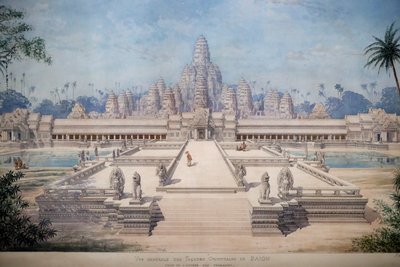 アジア文明博物館 アンコール カンボジアの聖地を探る ルイ・ドラポルトとアンリ・デヴェランによるバイヨンの東側ファサードの眺め（シンガポール、2018年）（写真 作： Unbekannt