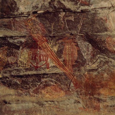 オーストラリア、ノーザンテリトリー、アーネムランド、カカドゥ国立公園、オビリ・ロック、アボリジニの岩絵 作： Benjamin Baud