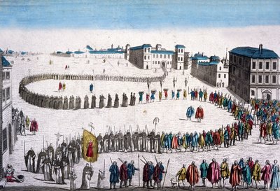 リスボンの異端審問の大行列、フランス製エングレーヴィング 作： Unbekannter Künstler