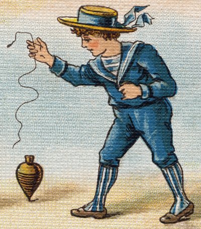 頂上で遊ぶ少年。Alphabet de ma petite fille "に掲載されたエングレーヴィング。Bernardin-Bechet and Fils, bookseller-publishers, Paris, around 1895.キャンバス地の割れないアルバム。Bibliotheque des Bebes.12ページ。読書法とイラストの入ったアルバム 作： Unbekannt