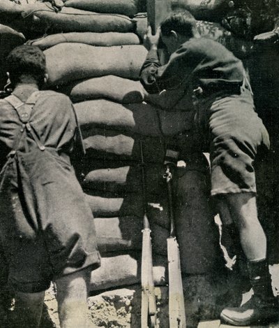 カーキ色のドリルショーツで戦うイギリス軍（ガリポリ半島 作： Unbekannt