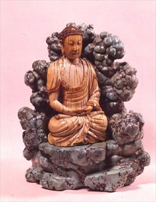 ターコイズのマトリックスの玉座にある仏陀、明王朝 作： Unbekannt