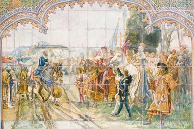 ボアブディル王を描いたスペイン広場のセラミック タイル (モザイク) 作： Unbekannter Künstler