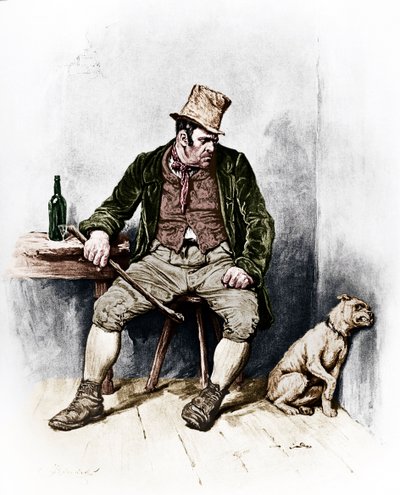 チャールズ・ディケンズの「オリバー・ツイスト」：ビル・サイクスの肖像 1812年2月7日～1870年6月9日。フレデリック・バーナード（イギリスのイラストレーター 1846-1896）による挿絵 作： Unbekannt