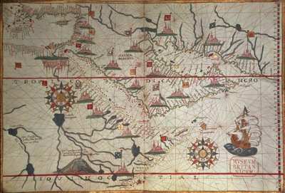 アラビアと東地中海の地図、ポルトランアトラスの一部、1650年頃（紙にペンとインク） 作： Unbekannter Künstler