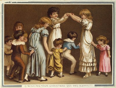 オレンジとレモンで遊ぶ子供たち、ヴィクトリア朝のクリスマスカードと年賀状 作： Unbekannter Künstler