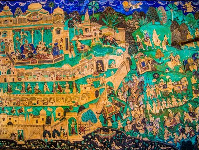 Virtuoso Fine PaintingsのあるChittra Sala Courtyard、Taragarh Fort、Bandi、Bandi、Rajasthan、インド、アジア（写真） 作： Unbekannter Künstler