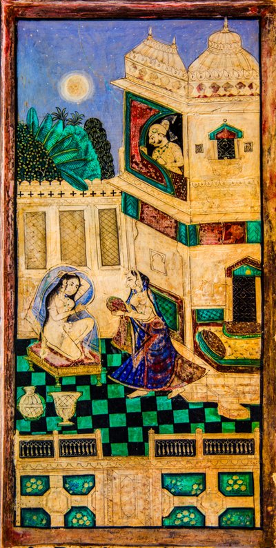 Chittra Sala Courtyard with Virtuoso Fine Paintings, Taragarh Fort, Bandi, Bandi, Rajasthan, Índia, Ásia (Foto) 作： Unbekannter Künstler