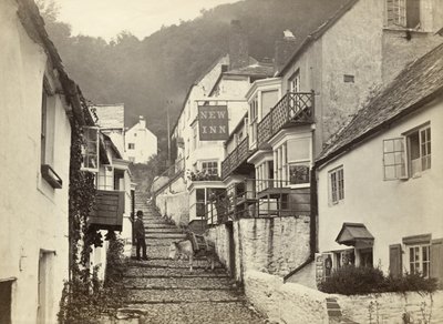 Clovelly、Torridge、Devon、イギリス (白黒写真) 作： Unbekannter Künstler