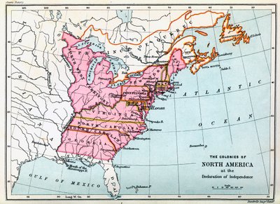 1776年の北米植民地（印刷物） 作： Unbekannter Künstler
