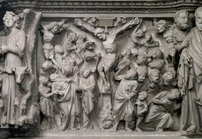 磔刑の場面：ジョヴァンニ・ピサーノ（1245-1329）が設計した六角形の説教壇の上部の浮き彫りの詳細、1297年頃（大理石）（77020の詳細） 作： Unbekannter Künstler