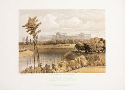 大博覧会後のクリスタル・パレス 中間貯水池から見たクリスタル・パレス、1855年頃 作： Unbekannt