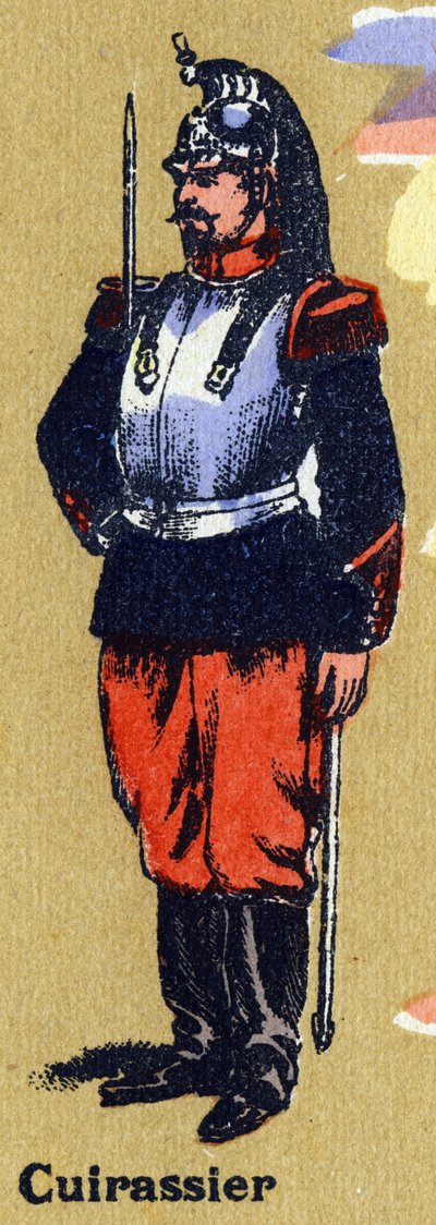 兵隊さんの制服を着たキュイラッシェ。イラスト入りのアルファベット。20世紀初頭にジャーヴィル＝ナンシーで再会したイメージャー。寸法：40 x 29 cm。ビストル地にリトグラフ 作： Unbekannt