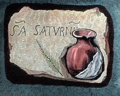 初期キリスト教の殉教者の血が集められた缶の描写。 作： Unbekannter Künstler