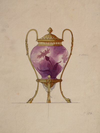 マウントされたアールヌーボーガラスのブリュルパルファム、House of Carl Fabergeのデザイン 作： Unbekannt