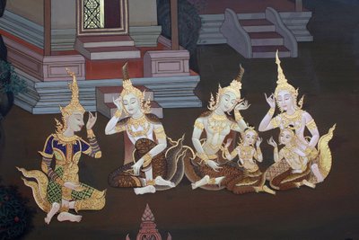 グラン・ブルターニュ地方ウィンブルドンにあるブッダパディパ寺院のウポサタ（祠堂）の壁画の詳細 作： Unbekannt