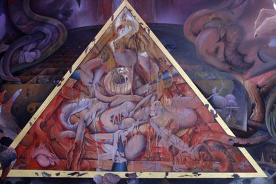 グラン・ブルターニュ地方ウィンブルドンにあるブッダパディパ寺院のウポサタ（祠堂）の壁画の詳細 作： Unbekannt