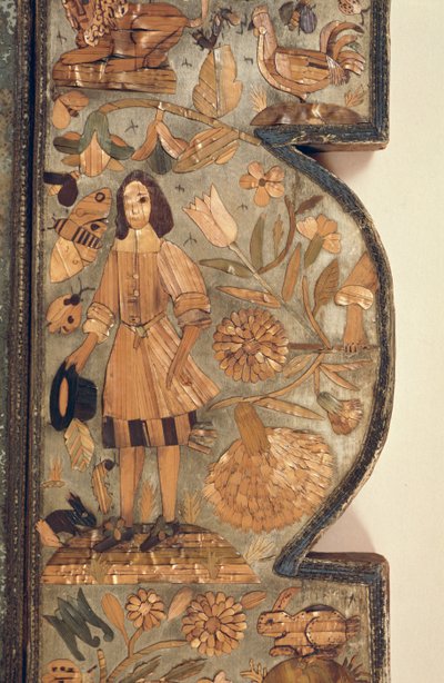 ミラーフレームの藁の寄木細工の詳細 c.1670 作： Unbekannt