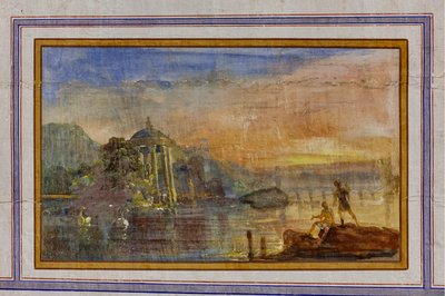 風景を描いた装飾の詳細、赤い部屋、王室のアパート、王宮またはパラッツォ デイ ノルマンニ (ノルマン人の宮殿)、パレルモ、シチリア、イタリア (写真) 作： Unbekannter Künstler