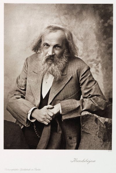ドミトリー・イワノビッチ・メンデレーエフ、ロシアの化学者、1905年頃 作： Unbekannt