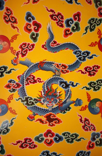 龍の壁画。ネパール、カトマンズ、コパン僧院 作： Unbekannt