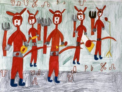 フランス領ギアナ、カイエンのカーニバルで子供たちが描いた絵（写真 作： Unbekannt