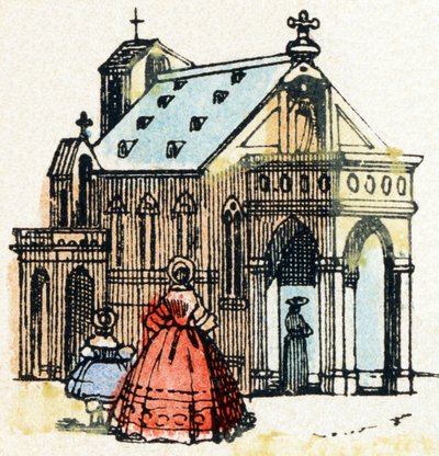 E - Eglise - アルファベット - 子供向けエンターテイメント - Image epinal, popular serie c.1890 (イラスト) 作： Unbekannt