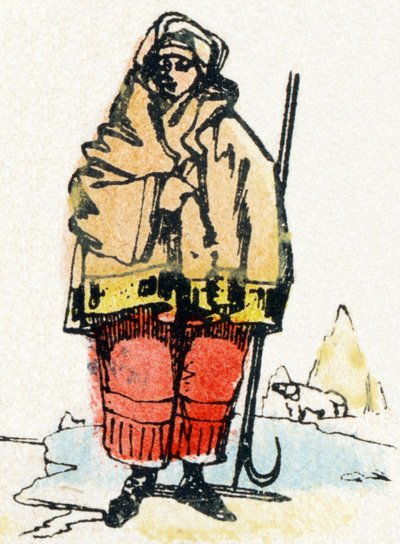 E - エスキモー - アルファベット - 子供向け娯楽 - Image epinal, popular serie c.1890 (イラスト) 作： Unbekannt