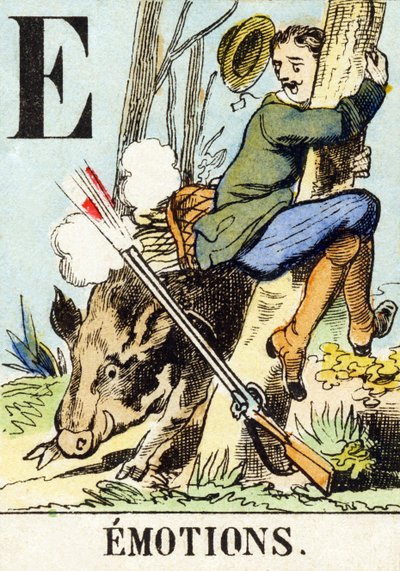 E：感情-狩猟アルファベット、1890年頃（彫刻） 作： Unbekannt
