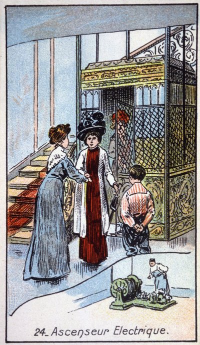 電気式エレベーター、1910年頃（イラスト） 作： Unbekannter Künstler