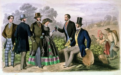 ブドウ収穫時の優雅な社交界、1860-1870年頃（エングレーヴィング） 作： Unbekannter Künstler