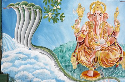 象の頭をしたヒンドゥー教の神ガネッシュ（ネパール、カトマンズ 作： Unbekannt