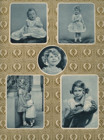子供時代のエリザベス2世とマーガレット王女（白黒写真） 作： Unbekannter Künstler