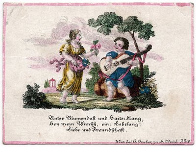 エフェメラの花の香りと弦の音、ウィーン、1820年頃（彫刻） 作： Unbekannter Künstler