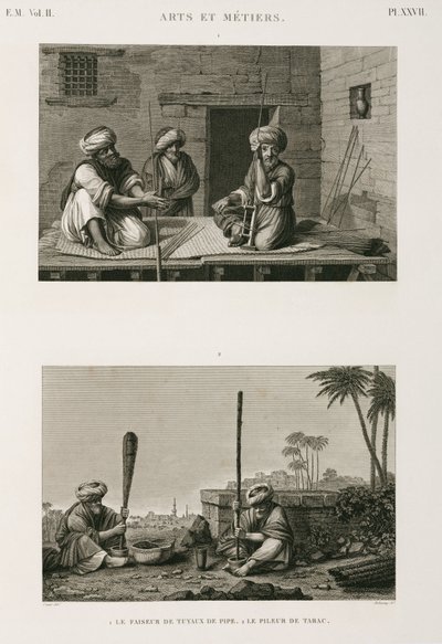 製作物・その他 エジプト、1798年頃 パイプの茎を作る人とタバコを叩く人 作： Unbekannt