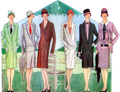 ファッション：1928年春のコートとスーツ 作： Unbekannter Künstler