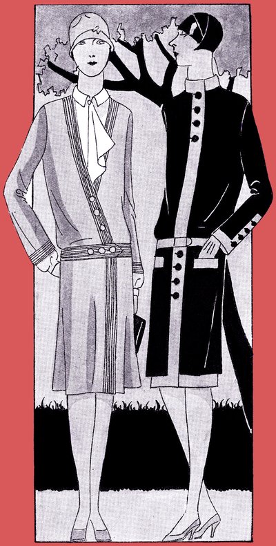 ファッション：1928年春のドレス 作： Unbekannter Künstler