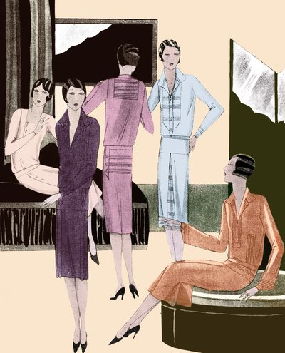1928年春のファッション・ドレス 作： Unbekannter Künstler