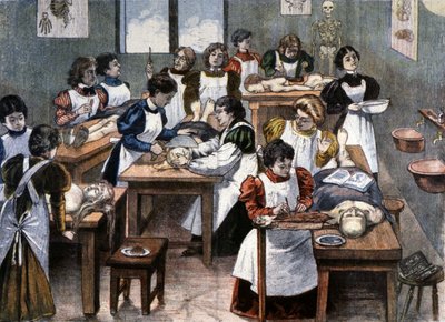 ニューヨークで解剖の授業を受ける女子学生たち 作： Unbekannter Künstler