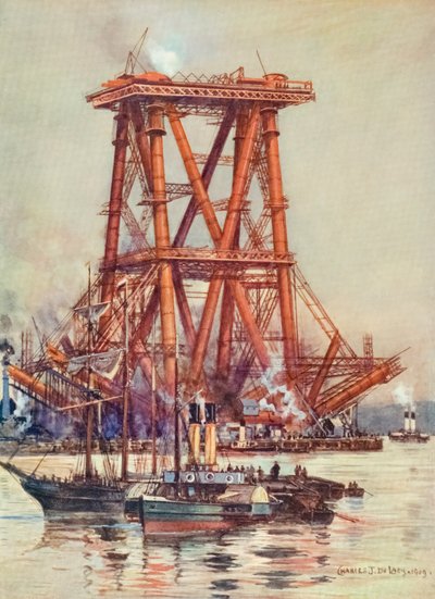 建設中のスコットランド、フォース橋。 c.1880-1890 作： Alec Hunter