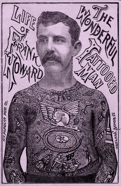 不思議な刺青の男フランク・ハワード（1900年頃）（カラーリトグラフ 作： Unbekannt