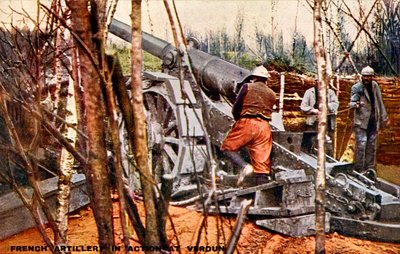 第一次世界大戦中、ヴェルダンでのフランス砲兵隊 作： Unbekannter Künstler