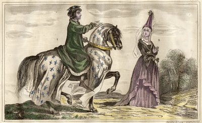 フランス王シャルル4世（1322年）とモンフォール伯爵夫人ジャンヌ・ド・フランドル（1295年～1374年）（1340年）、リーベルによるエングレーヴィング 作： Unbekannt
